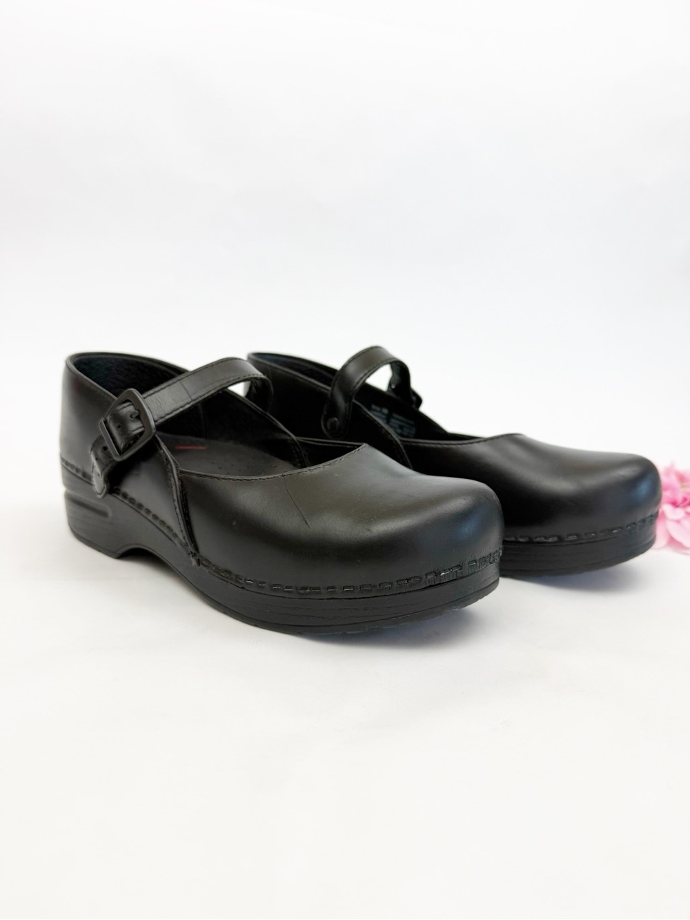 Dansko Mary Jane Marcelle Cabrio Leather Clogs Shoes Black